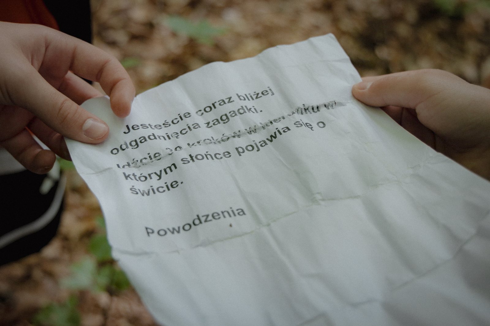 Kartka z wiadomością dla drużyny